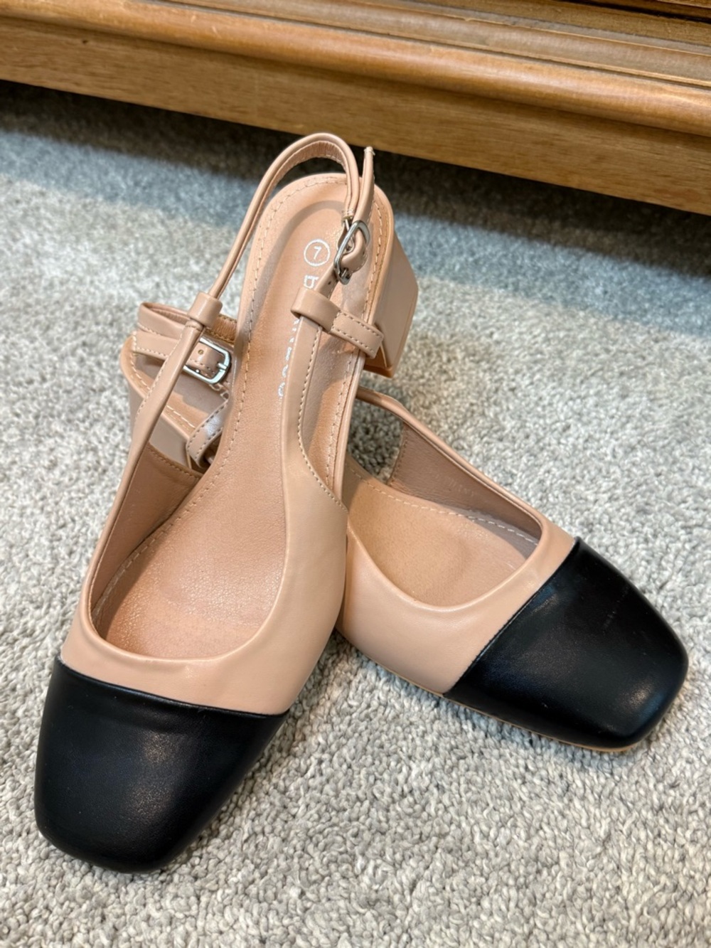 Berness Two-Tone Nude and Black Slingback Pumps